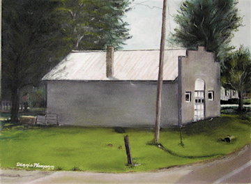 Painting of Nichols, Wisconsin Garage