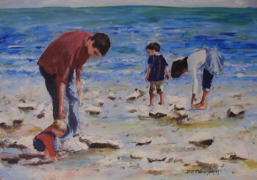 Beach painting by Wisconsin artist Dennis Plamann